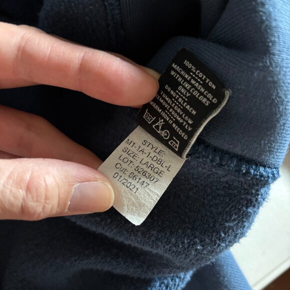 American Giant Moto Full Zip Heavy Cotton Sweatshirt Hoodie Men's Size L - Blue - Picture 6 of 8